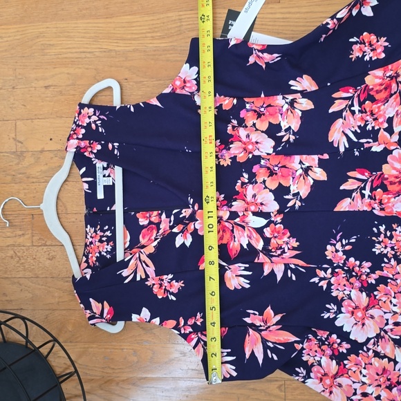 STUDIO ONE NEW YORK BRAND WOMEN'S BLUE & CORAL FLORAL SLEEVELESS DRESS SIZE 2X - Picture 8 of 14